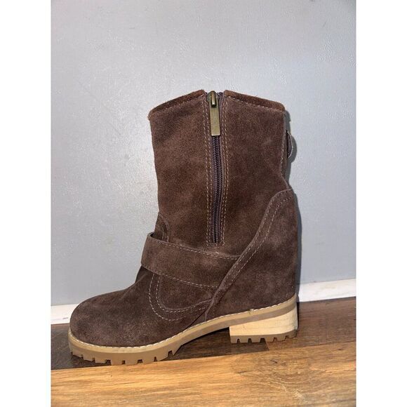 Sbicca Harmonic Brown Boots With Stacked Heel/ Hidden Wedge Size 6.5 - Picture 5 of 16